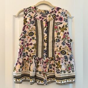 Anthropologie Floral Sleeveless Blouse in Pink, Yellow, Blue, Green, Black
